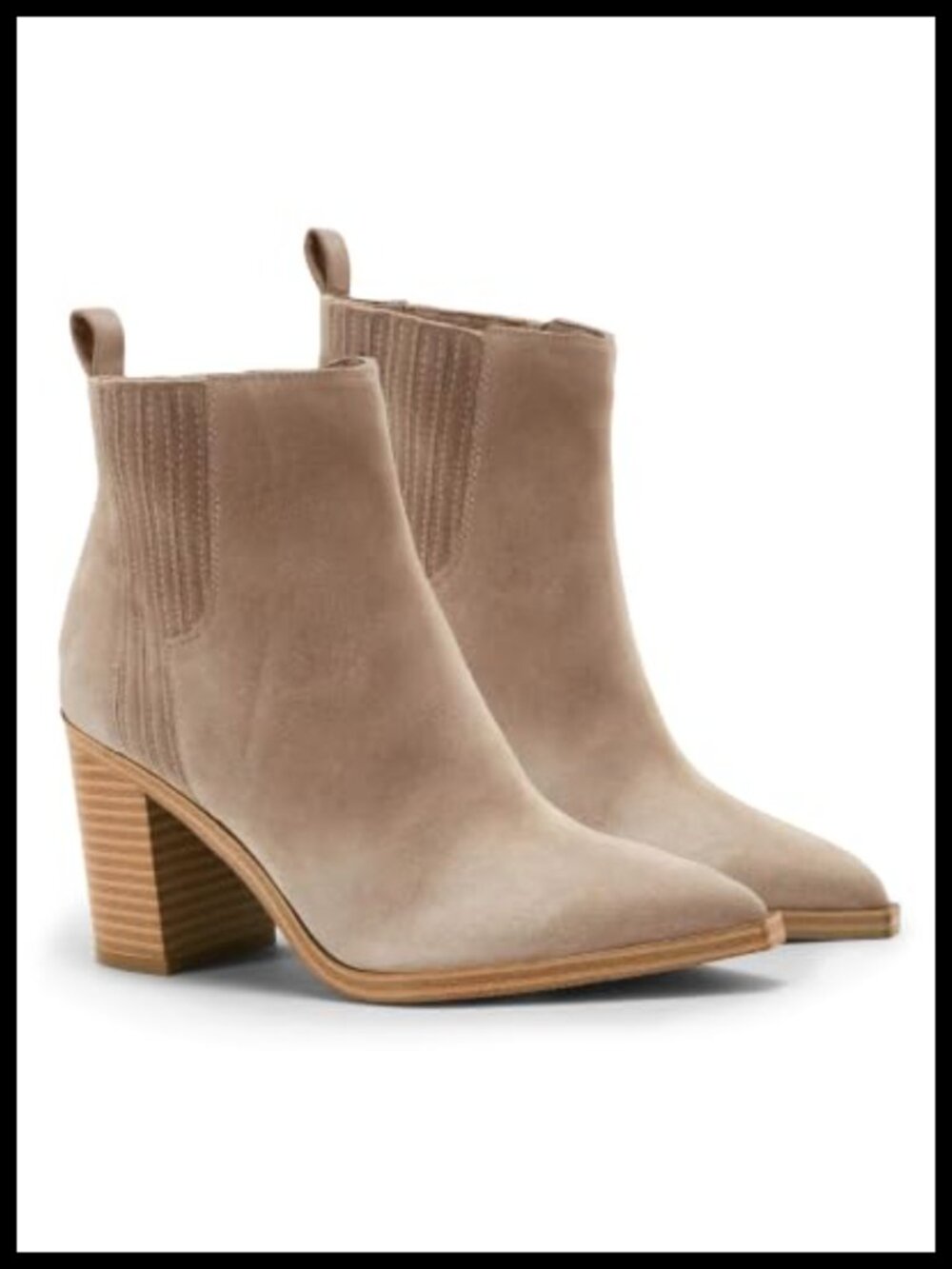 Womens Ankle Boots Pointed Toe Chunky Heel Faux Suede Dress Booties